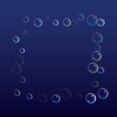 ubble with Hologram Reflection. Set of Realistic Water or Soap Bubbles for Your Design.