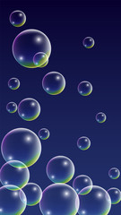 ubble with Hologram Reflection. Set of Realistic Water or Soap Bubbles for Your Design.