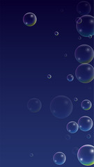 ubble with Hologram Reflection. Set of Realistic Water or Soap Bubbles for Your Design.