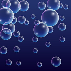 ubble with Hologram Reflection. Set of Realistic Water or Soap Bubbles for Your Design.