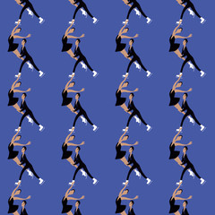 Skaters blue seamless pattern
