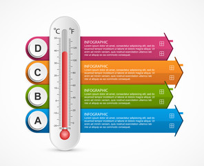 Infographics thermometer design template. Vector illustration.