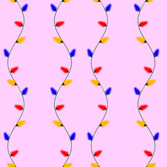 Christmas lights seamless pattern