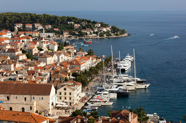 Fototapeta na wymiar Hvar is a city and port on the island of Hvar, part of Split-Dalmatia County, Croatia.