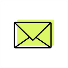 Line icon email with yellow element isolated on white background. Vector illustration.