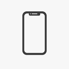 Phone icon, smartphone vector. Cell smart symbol, flat design. Mobile app, cellular button, tablet application black minimalist symbol isolated on white