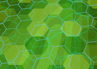 Modern technology abstract background. Green and blue hexagonal Vector illustration.