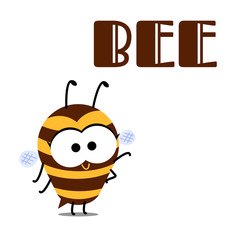 Honey Bee character design for logo. Funny bees on a white background for t-shirt. Vector illustration