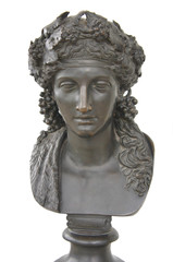 Bronze statue or bust of greek god dionysus  or bacchus