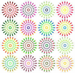Fototapeta na wymiar Circular stars of different colors arranged symmetrically.