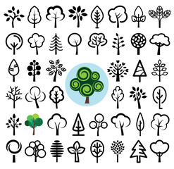 Set of tree icons. Vector illustration.