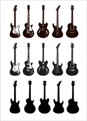 Guitars, Music Instruments, Silhouette