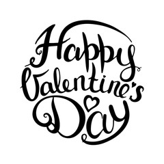 Happy Valentines Day. Calligraphic inscription. Greeting card vector illustration.