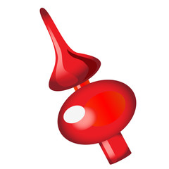 Christmas toy in the form of a red glass Christmas tree peak isolated on white background. Vector illustration.