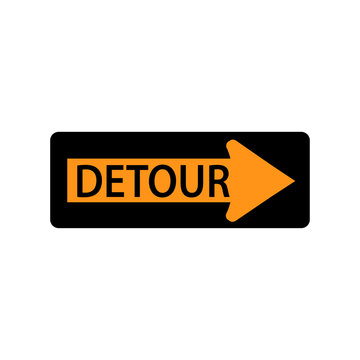 USA traffic road signs. detour to the right. vector illustration