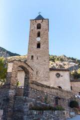 Fototapeta na wymiar Church of Sant Serni in autumn in Canillo, Andorra.
