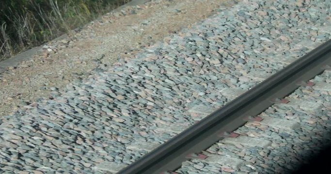 View On The Rails From The Window Of Moving High Speed Train - DCi 4K Resolution

