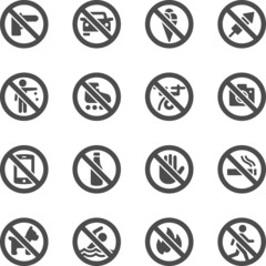 prohibition signs icon set