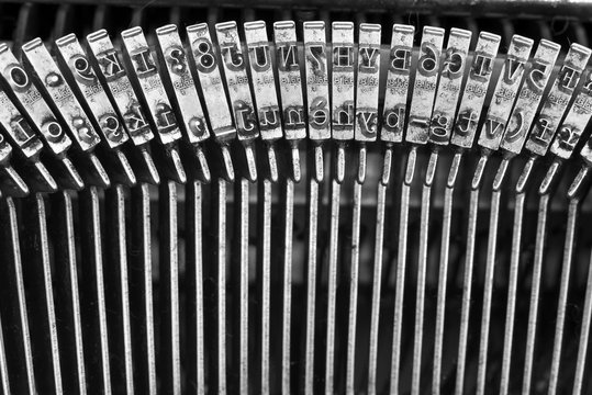 Close up of the letters on an old typewriter
