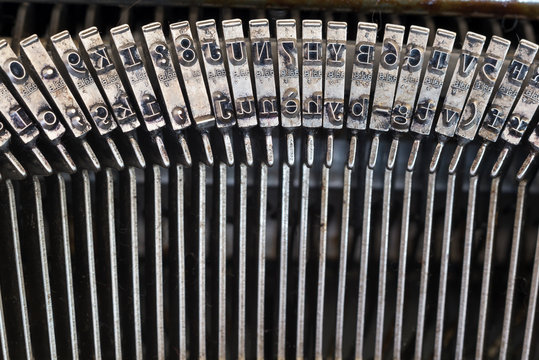 Close up of the letters on an old typewriter