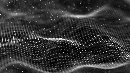 Data technology background. Abstract background. Connecting dots and lines on dark background. 3D rendering. 4k.