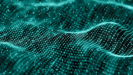 Data technology background. Abstract background. Connecting dots and lines on dark background. 3D rendering. 4k. © Dmitry