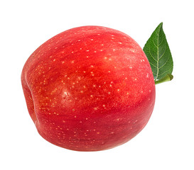 Fresh red apple isolated on white background with clipping path