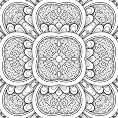 Monochrome Seamless Tile Pattern, Fancy Kaleidoscope