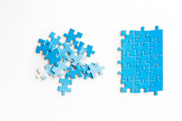 connecting piece jigsaw puzzle, Business connection, success and strategy concept, education, society and teamwork