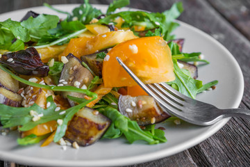 salad with eggplants, paprika and garlic