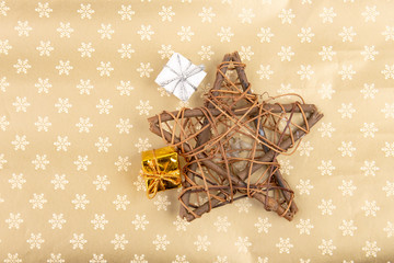 Christmas background with gifts and willow star © Mitch Shark