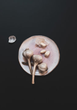 Plated Garlic Still life