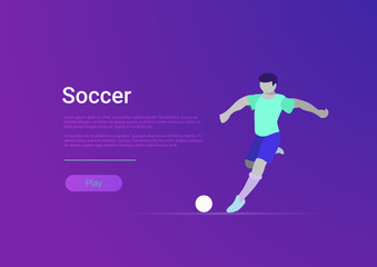 Fototapeta na wymiar Soccer sportsmen vector flat football player play ball banner