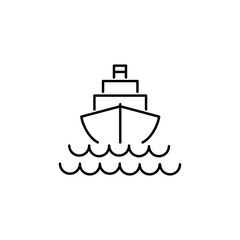 sea liner with waves line black icon on white background