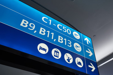 Airport terminal direction signs