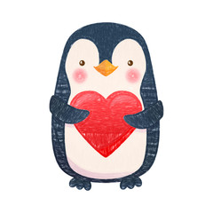 penguin with heart