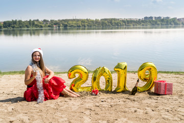 Beautiful woman with long hair and glass of champagne