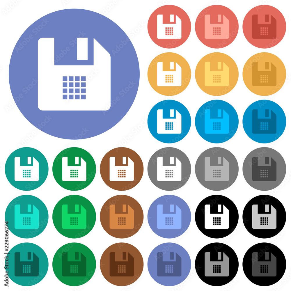 Poster file grid view round flat multi colored icons