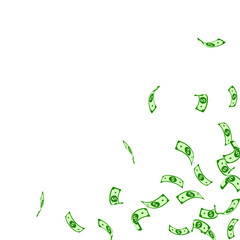 American dollar notes falling. Sparse USD bills on