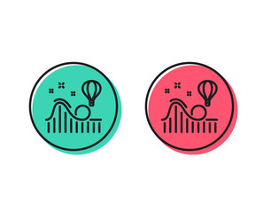 Roller coaster line icon. Amusement park sign. Carousels symbol. Positive and negative circle buttons concept. Good or bad symbols. Roller coaster Vector