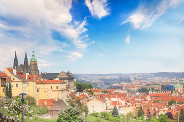 Obraz na płótnie Canvas Beautiful view of St. Vitus Cathedral, Prague Castle and Mala Strana in Prague, Czech Republic