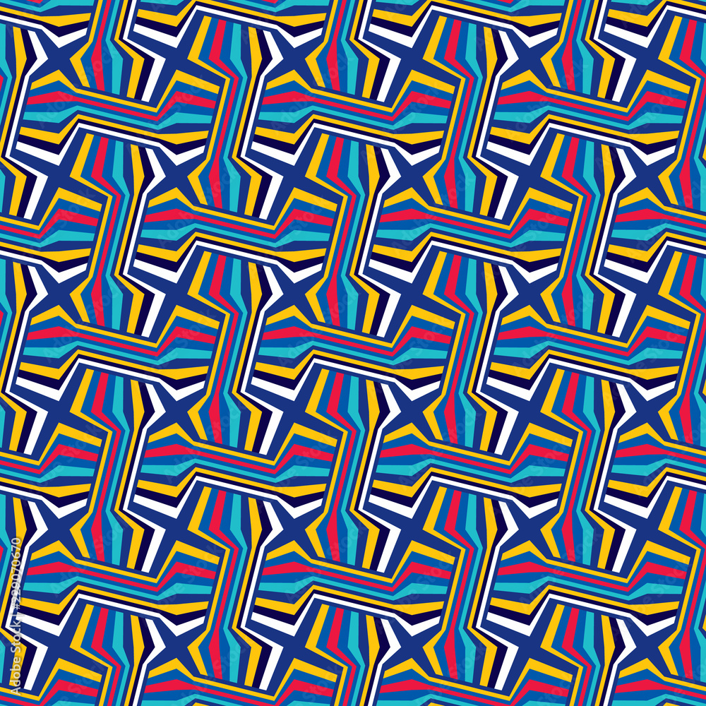 Poster abstract seamless pattern. optical illusion of volume and movement of geometric shapes.