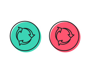 Recycle arrow line icon. Recycling waste symbol. Reduce and Reuse sign. Positive and negative circle buttons concept. Good or bad symbols. Recycle Vector