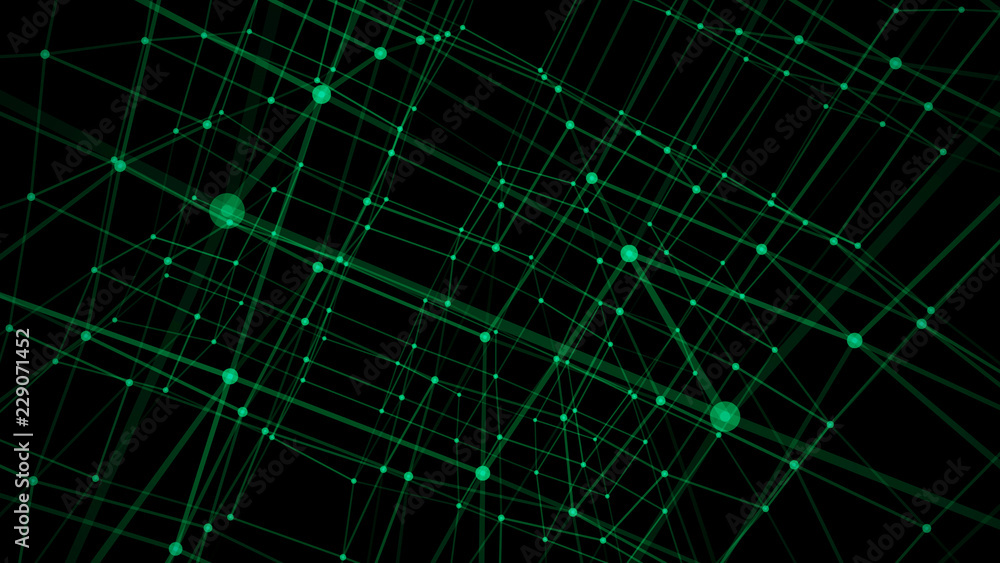 Poster Blockchain technology concept. Big data visualization. 3D illustration. Distributed register technology