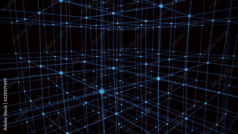Poster blockchain technology concept. big data visualization. 3d illustration. distributed register technol