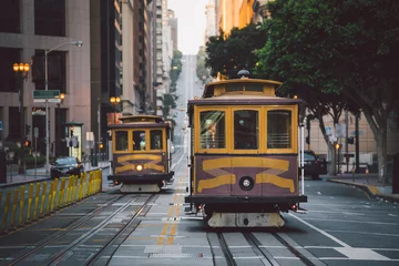Foto op Plexiglas San Francisco Cable Cars op California Street, Californië, VS © JFL Photography