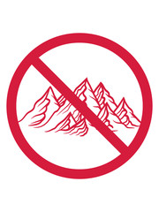 zone verboten keine schild berge hügel alpen wandern urlaug ferien radtour hoch oben klettern aufsteigen besteigen erklimmen berg clipart design kalt schnee snowboard ski fahren