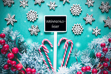 Black Christmas Sign,Lights, Weihnachtsfeier Means Christmas Party