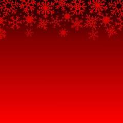 Naklejka na ściany i meble Christmas illustration with snowflakes on gradient background in red colors. Vector graphic illustration.