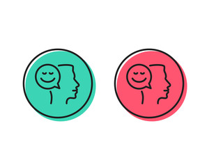 Positive thinking line icon. Human communication symbol. Smile chat sign. Positive and negative circle buttons concept. Good or bad symbols. Good mood Vector
